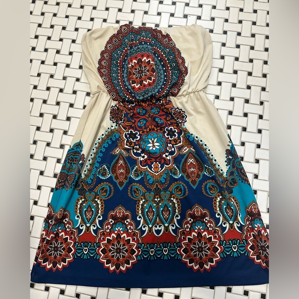 BONGO Blue Strapless Sundress Resort Wear - Picture 1 of 6
